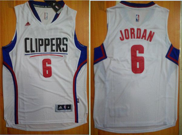 Men Los Angeles Clippers 6 Jordan White Adidas NBA Jerseys